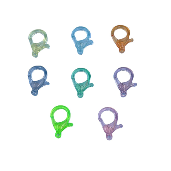 ##/128 st Plast Hummerklämmor Hakenklämmor Nyckelringar Karabiner för DIY Ryggsäck Nyckelring Kedjor (128 st 25 mm Klar Hummer Färgglada)##/