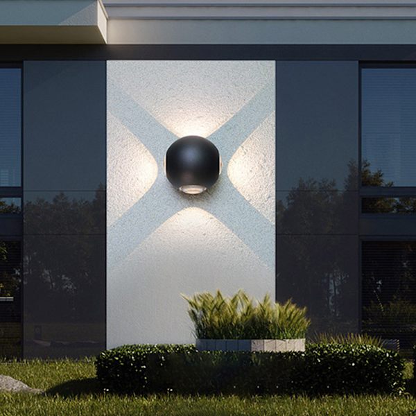 12W LED Vegglampe Innendørs Utendørs Moderne Svart Sirkulær Vegglampe IP