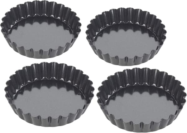4 flutade pajformar, 10,5 cm i diameter, professionell kvalitet kolstål