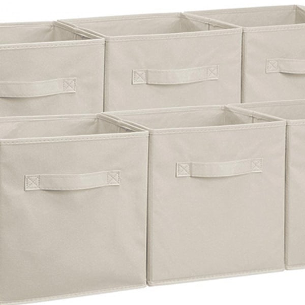 Beige foldbar opbevaringsboks husholdningsopbevaringskurv