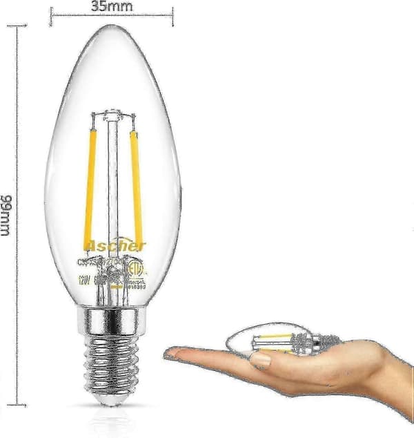 Klassisk E12 LED-ljuskrona Lampa Motsvarande 40W Varmvit 2700k Filament Klar Glas Ej dimbar 10-pack