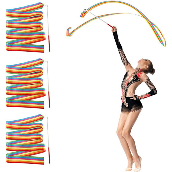 3 st Gymnastikband för barn 2m Rhythmic Gymnast Band med