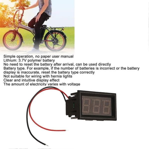 YB28VTM LED Digitalt Voltmeter Lavt Strøm Alarm Batteriindikator Termometer for 24V Elektrisk Kjøretøy Golfbiler