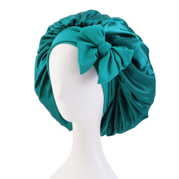 ##/Rund satin nattmössa med elastisk band (blå)##/