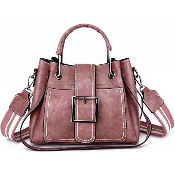 ##/Retro skinnveske med skulderstropp og stor kapasitet - rosa##/