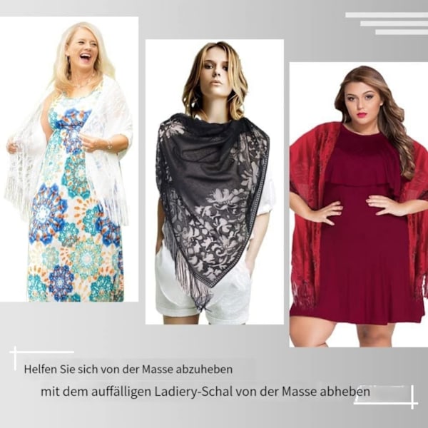 ##/Siden sjal halsduk kvällsklänning chiffong halsdukar poncho damer elegant fransar##/