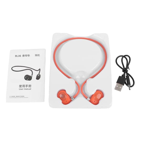 Bluetooth luftledningshodetelefon USB oppladbar lett trådløst headset for sportssykling oransje