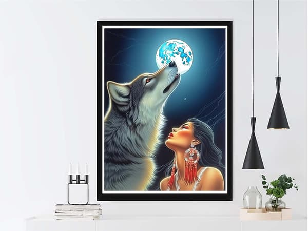 5D Diamant Maleri DIY Diamant Maleri (30*40cm), Skønheden og Ulven