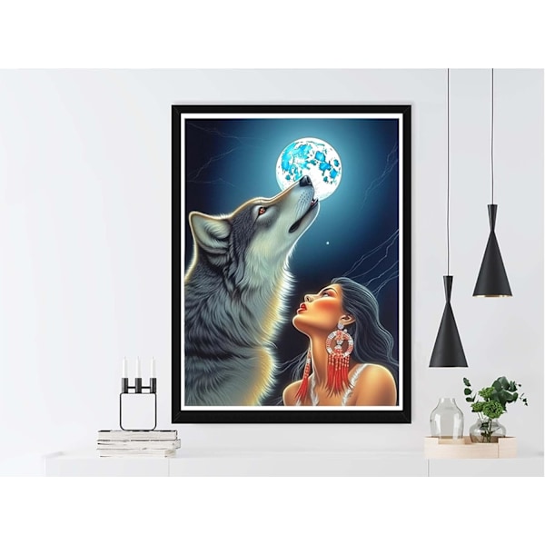 5D Timanttimaalaus DIY Timanttimaalaus (30*40cm), Kaunotar ja Susi