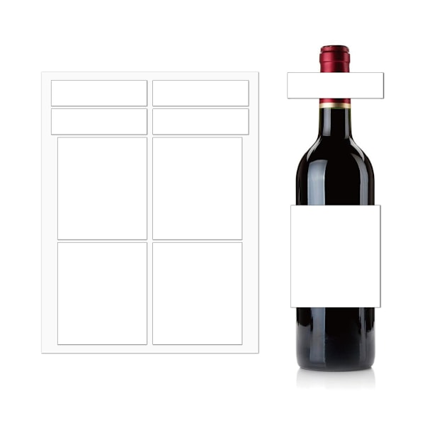 ##/10 st Blanka Vin Etiketter, 2 Storlekar, Matt Vita Klistermärken, Lim ##/