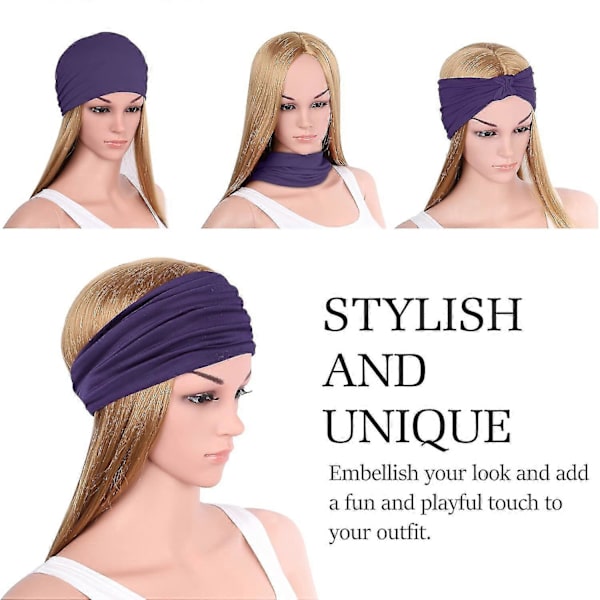 Hårband för damer, multifunktionellt hårband, multi-styl Black with Purple