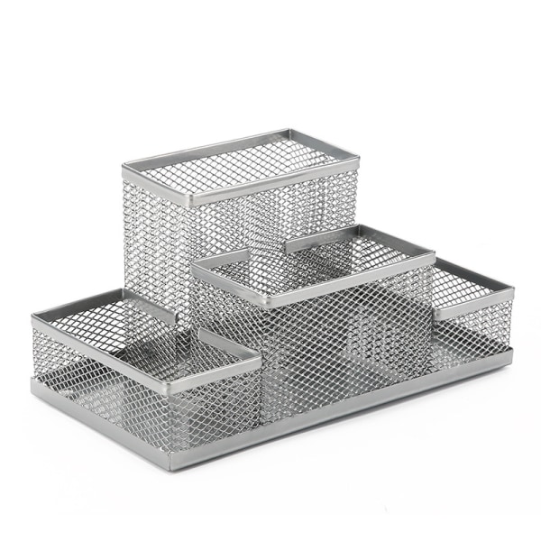Multifunktionel Metal Skrivebordsarrangør Blyantsholder med Mesh Skuffe