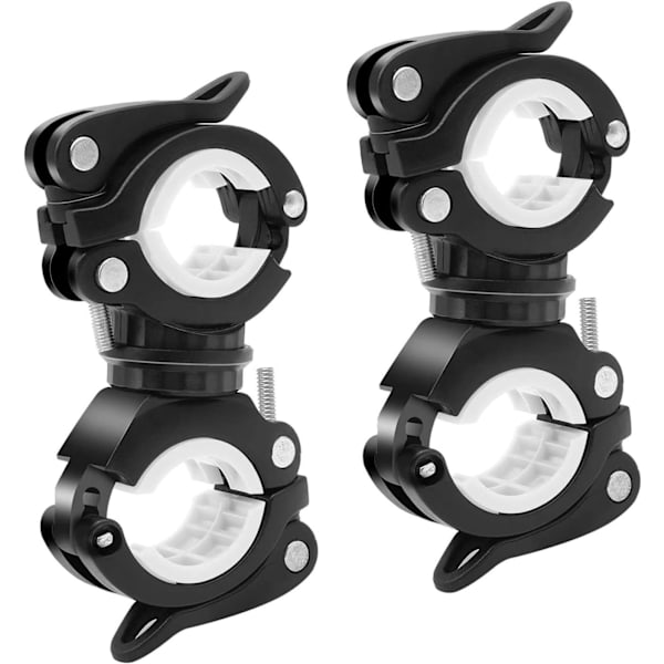 2 stk. Cykel Lygte Holder Klip Sort og Hvid Cykel Lommelygte H