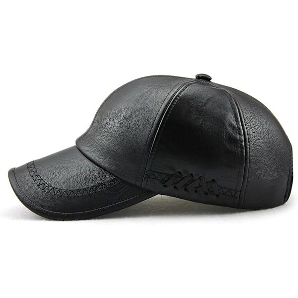 Mænds Læder Baseball Cap Justerbar Kasket Sports Hat Beanie Flat