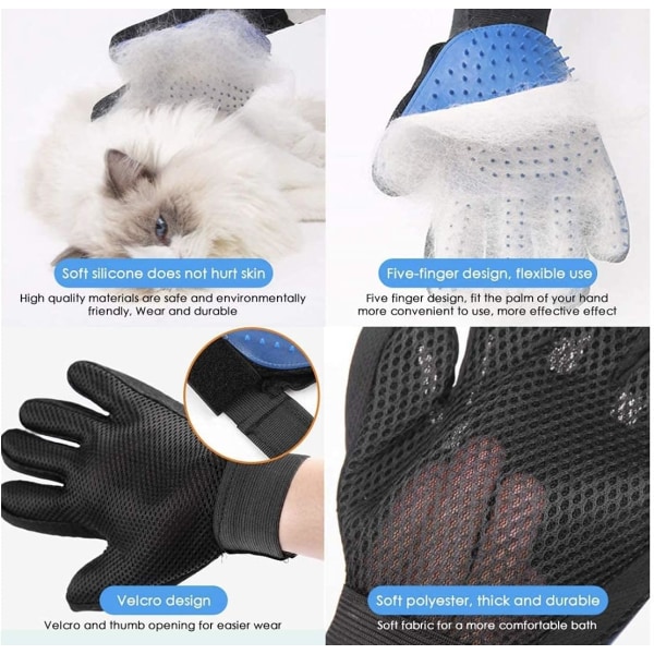 Blå husdjursborste, design med fem fingrar för katt- och hundskötsel