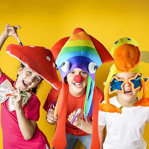 En (färgad bläckfiskhatt) Halloween Rolig Fest Huvudbonad Bläckfisk H