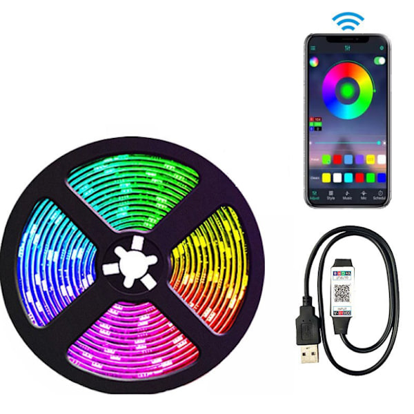 3M 360 RGB 5050 SMD Smart Bluetooth LED Lysstripe med Fjernkontroll