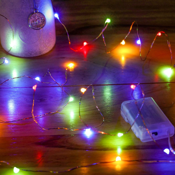 Färgglada - Batteridrivna Fairy Lights, 1 Pack 3*AAA Koppar Wi