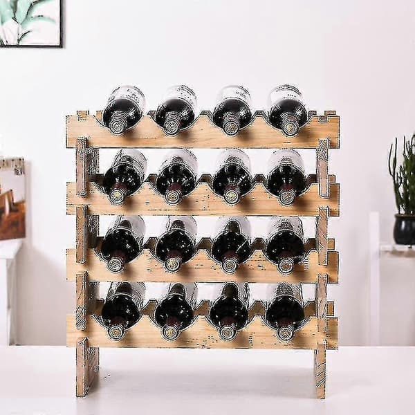 Klassisk DIY Vinställ i Trä för Vinflaskor, Förvaringsställ för Vin, Barhylla, Fristående