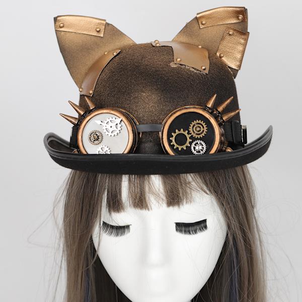 ##/Kvinde Katteører Steampunk Hat - One Size - Bronze Farve##/
