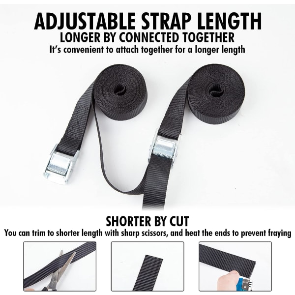 2CM*40CM 4stk Surringsstropper Cargo Tie-Down Strap op til 600lbs,