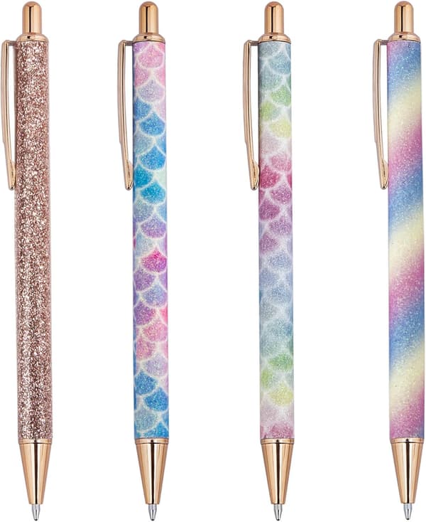 Glansede kulepennmetall Retractable Pen Rose Gold Penner for Sc