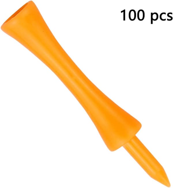 Pakke med 100 Plastik Golf Tees 70mm Orange