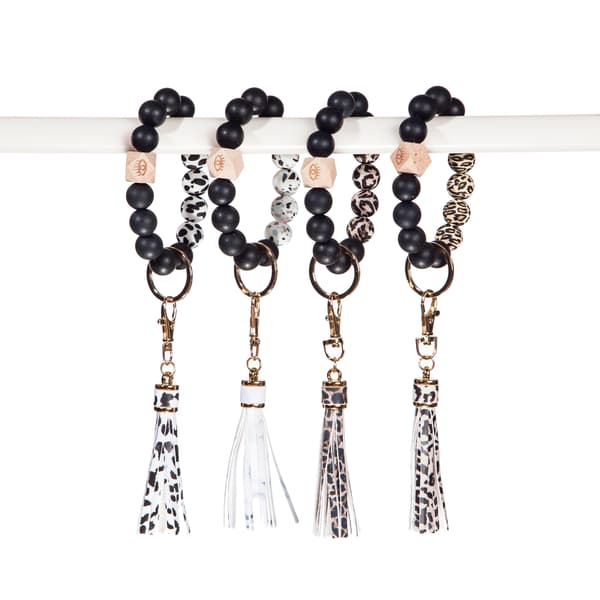 Nyckelringsarmband med vit leopard, armband för kvinnor, nyckelringsarmband för bil