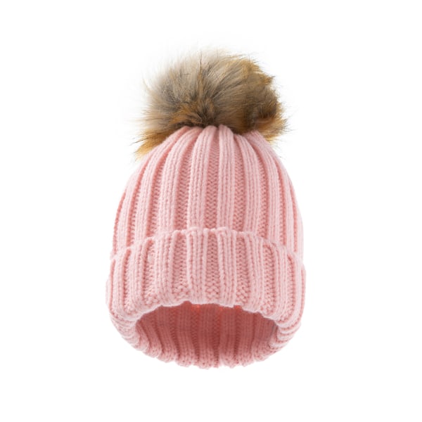 Pink Winter pipo hattu lämmin neulottu hattu set pää yksi pallo