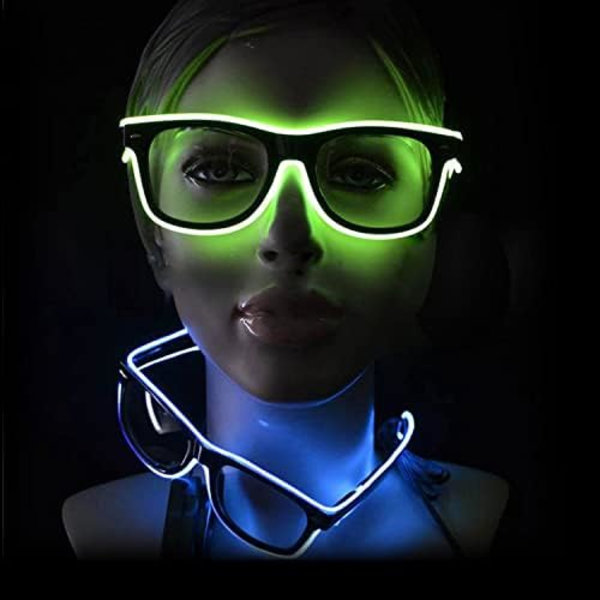 Festglasögon (Vita), Neon Glasögon, Batteridrivna Solglasögon