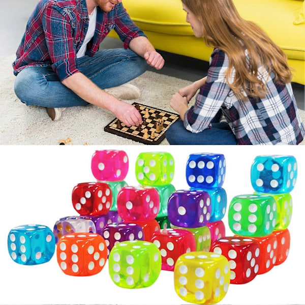 100 st Färgade Tärningar med Dragskopåse, Bulk Akryl Speltärningar, Släta Snurr, Transparenta Tärningar för Klassrum, Matematikinlärningsspel 18mm