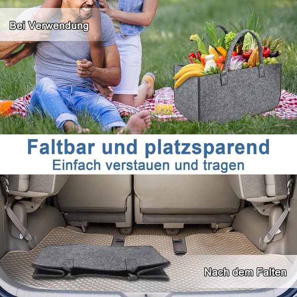 Sett med 2 filtposer - Foldbare, transportable - Lysegrå, allsidig