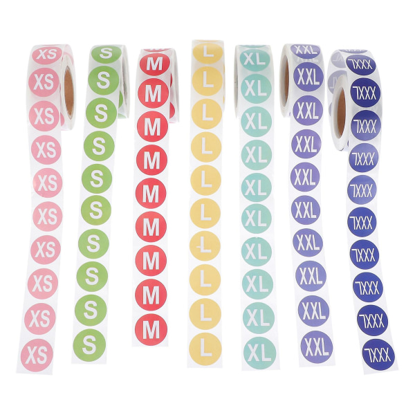 &7 Ruller Farvede Faner Tøjbutik Størrelsesmærker Tøjstørrelsesmærke Tøjstørrelsesmærke Sticker&