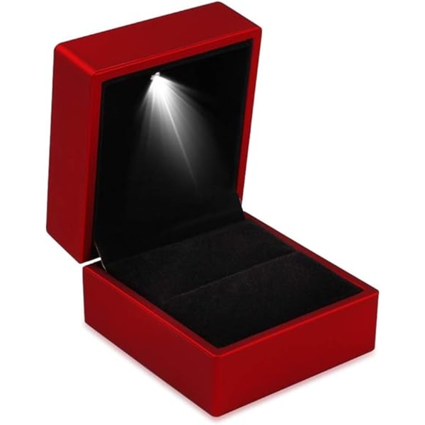 2-pak fløjlssmykkeopbevaringsboks (rød) til ringvisning, smykker