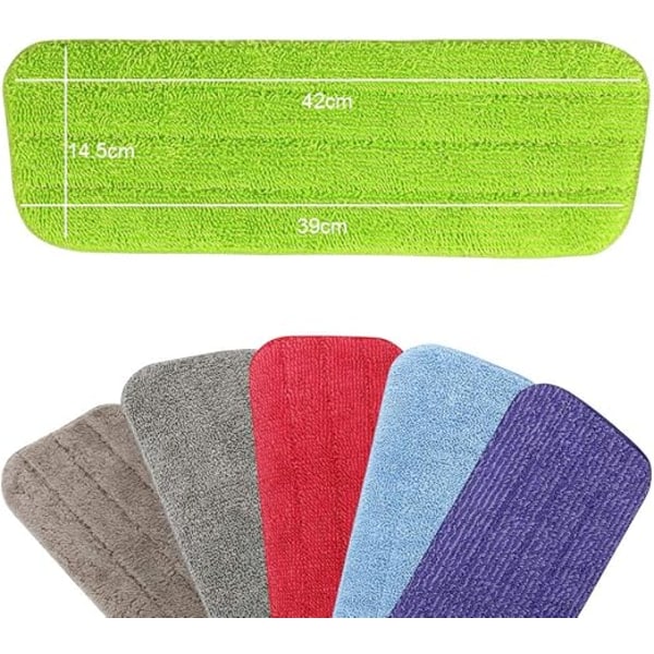 6 stk. 42 * 14 cm Moppe Erstatning Reservedel Rengjøringsdeksel Moppe Erstatningsputer Mikrofiber Spraykost for Spraymopper
