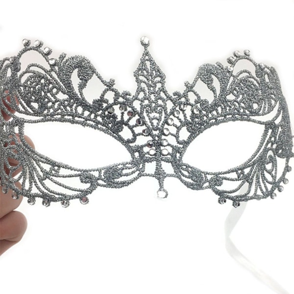 ##/Maskeradmask i silverspets med diamanter##/
