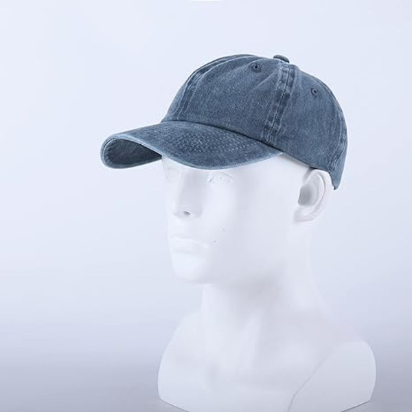 Unisex Basebollkeps i Bomull Passar Män Kvinnor Tvättad Denim Justerbar
