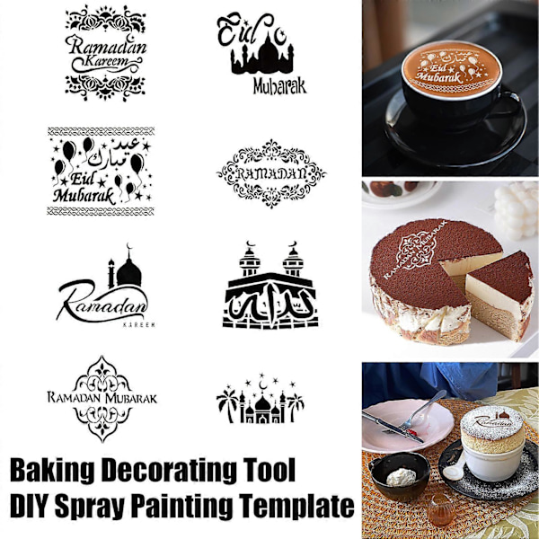 JiKaiX Kage Stencils Genanvendeligt Bage Dekoreringsværktøj DIY Spray Maleri Skabelon til Fondant Sukkerpasta Kaffe C