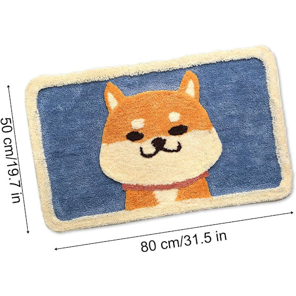 Tegnet badeværelse flocked gulvmåtte, 45*65cm, Akita hund