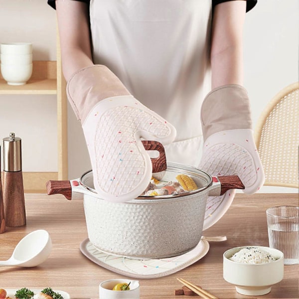 1 stk. Fleksibel varmebestandig silikonovnhanske med stilig design, myk mikrobølgeovnhanske, bakeutstyr B