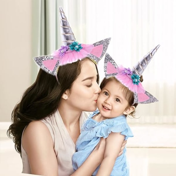 Enhjørning Hodebånd med Blomster Halloween Hatt Fancy Dress Filt Hea