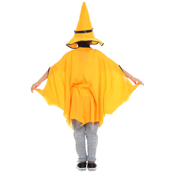 (Gul) Halloweenhäxkappa för barn med hatt - Hudvänlig