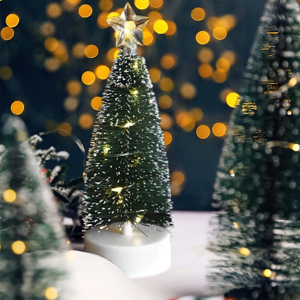 3 st Bordsjulgran med Ljus Mini Konstgjord Julgran