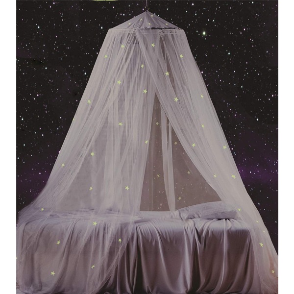 Myggnät med lysande stjärnor (1,5-1,8 meters säng går att öppna