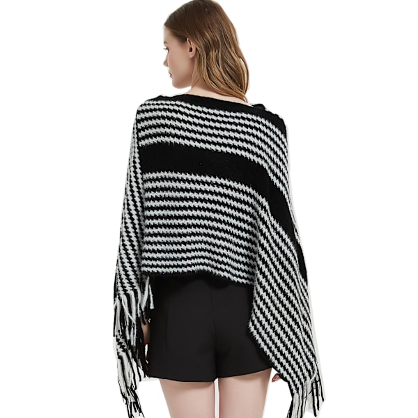 ##/Vinter bat sweater sort stribet strikket tørklæde 70x70cm##/