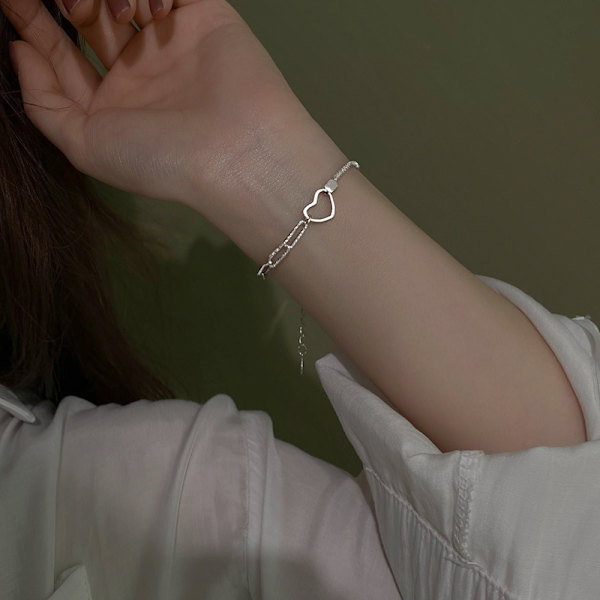 1 stk Hvitgullbelagt Uendelig Hjerte Armbånd Med Zirkonia