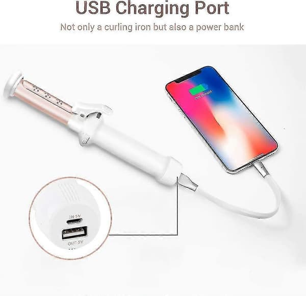 Sladdlös locktång, ny 2-i-1 trådlös hårkrullare mini bärbar keramisk hårjärn USB-laddning