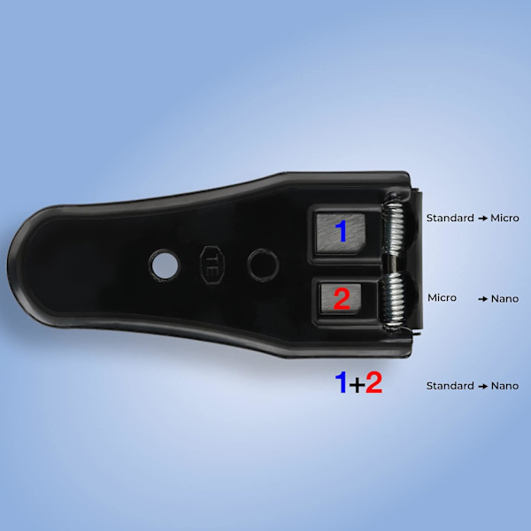 6 kpl 4-in-1 Dual SIM-kortinleikkuri adapterisarjalla (Nano, Micro,