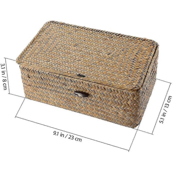 2x Seagrass Håndvævet Opbevaringsboks Opbevaringskurv Makeup Organizer Multifunktionel Beholder