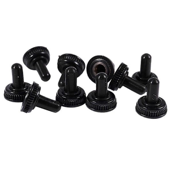 10 x Vattentätt Vippströmbrytare Lock Svart Gummihölje 6mm Diameter